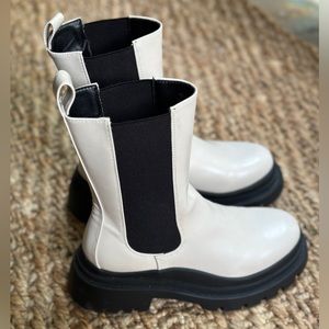 Cream/Black Platform Boots